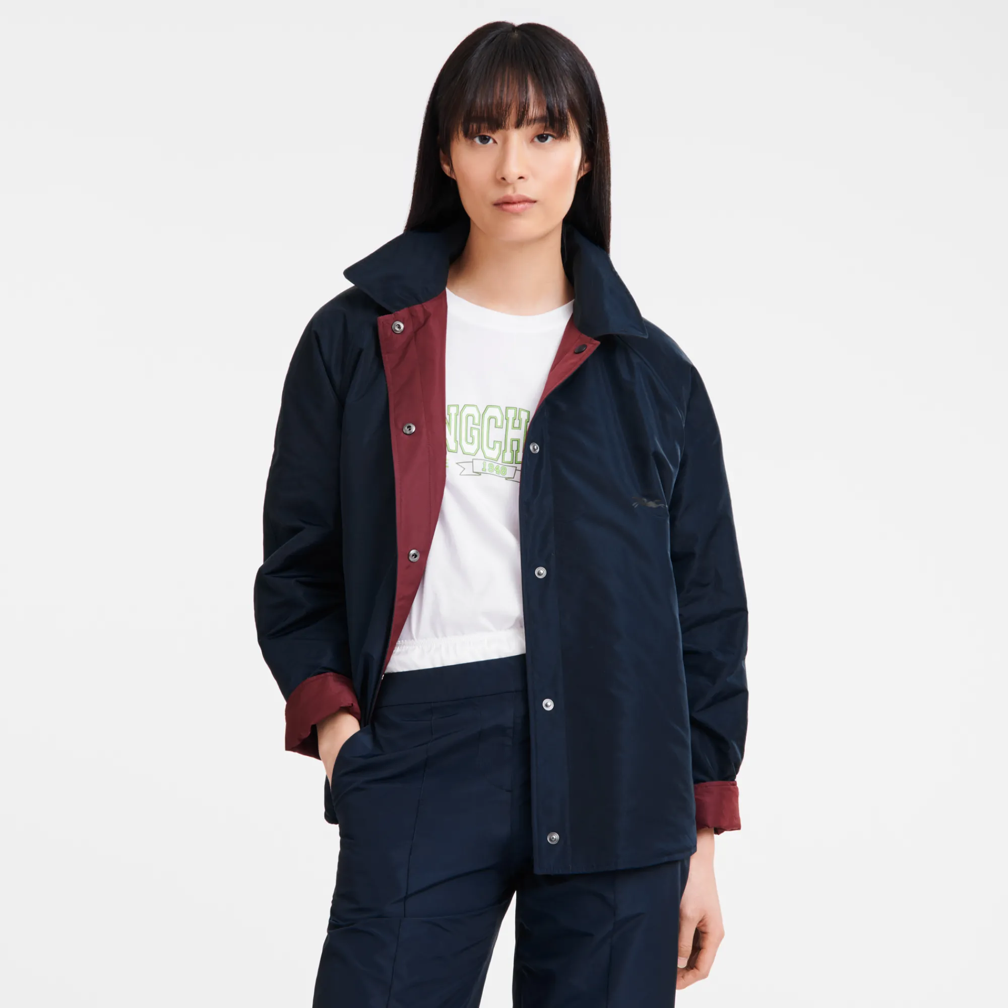 Hot Longchamp Blouson Ouatiné Marine/Bordeaux