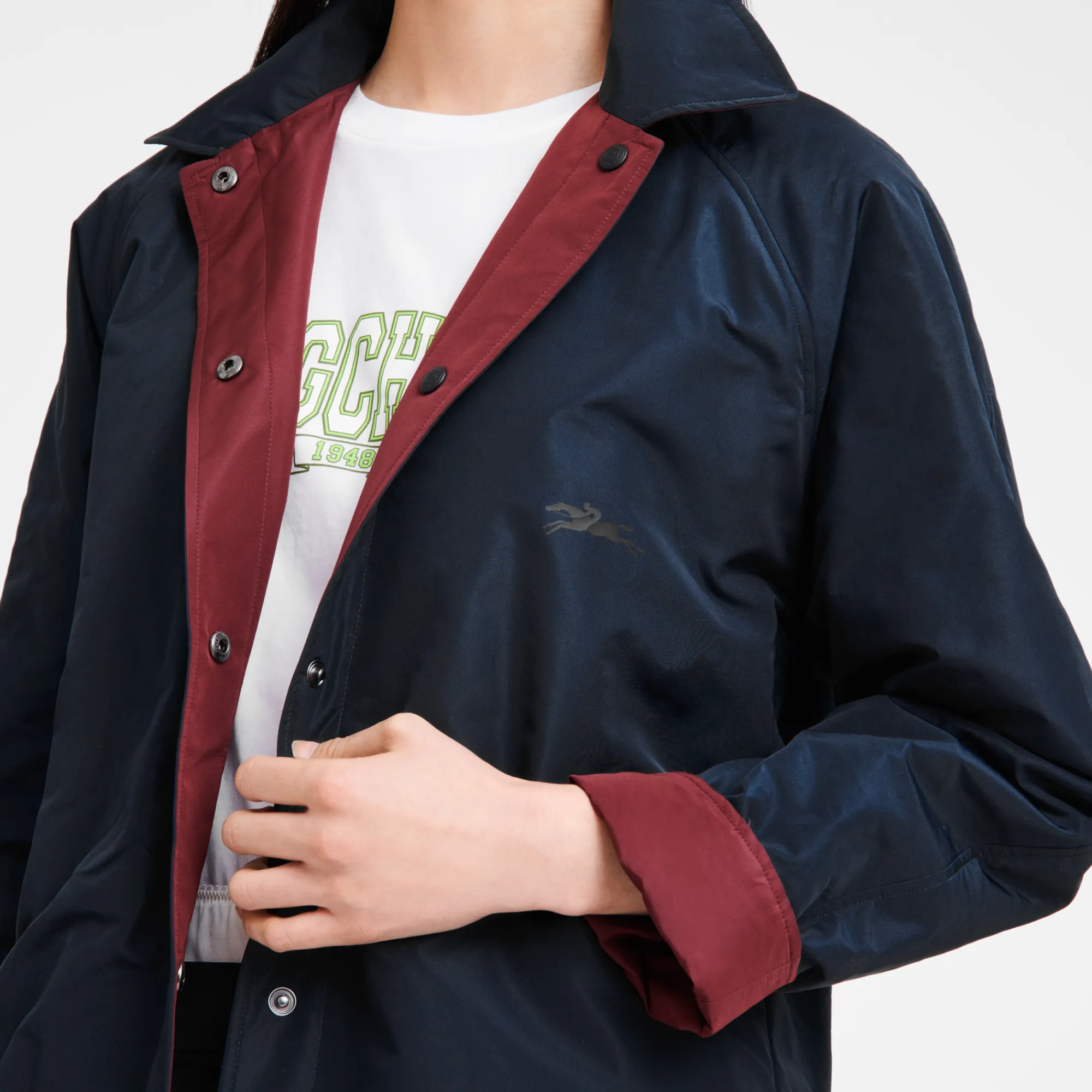 Hot Longchamp Blouson Ouatiné Marine/Bordeaux