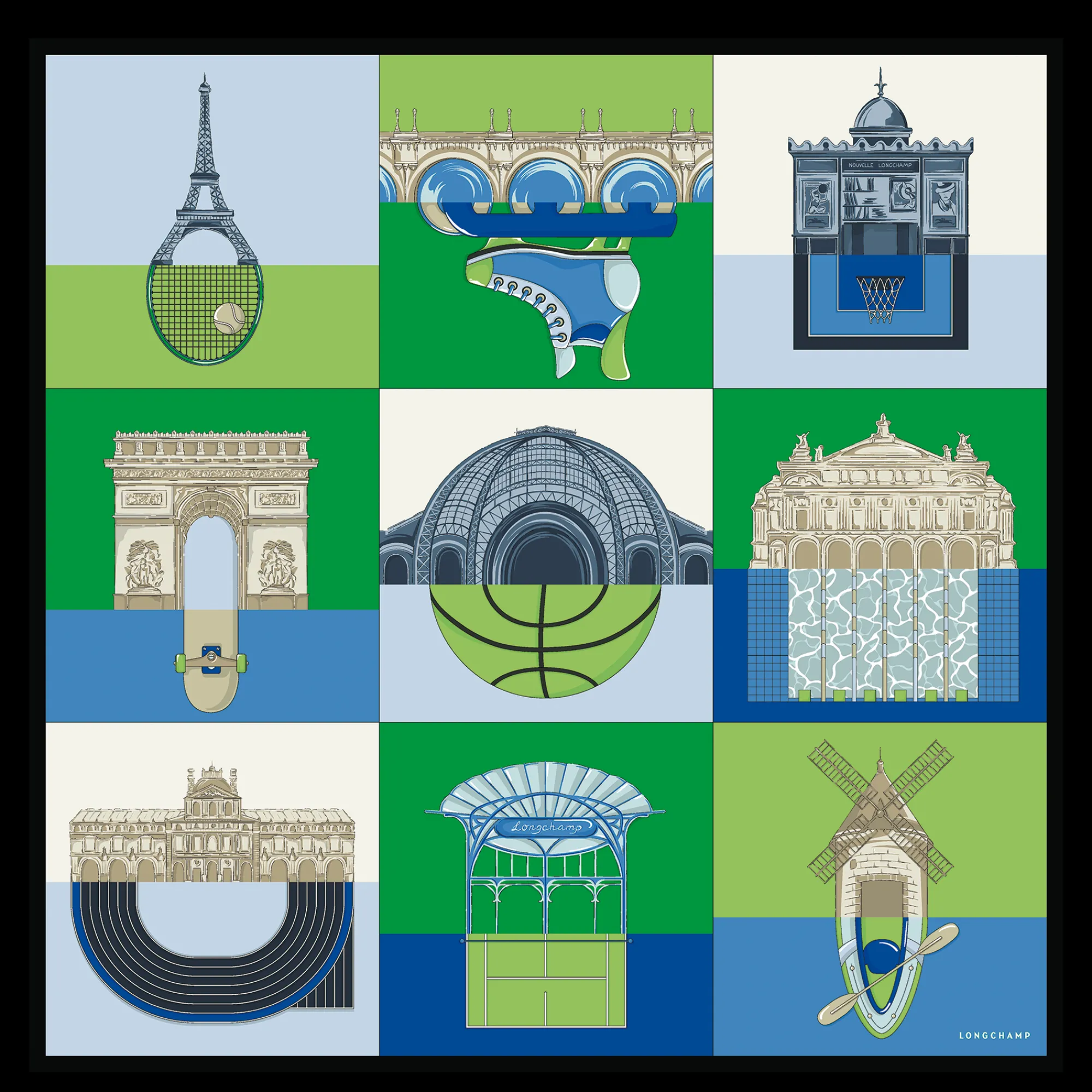 Online Longchamp Carré De Soie 90 Energic City Vert