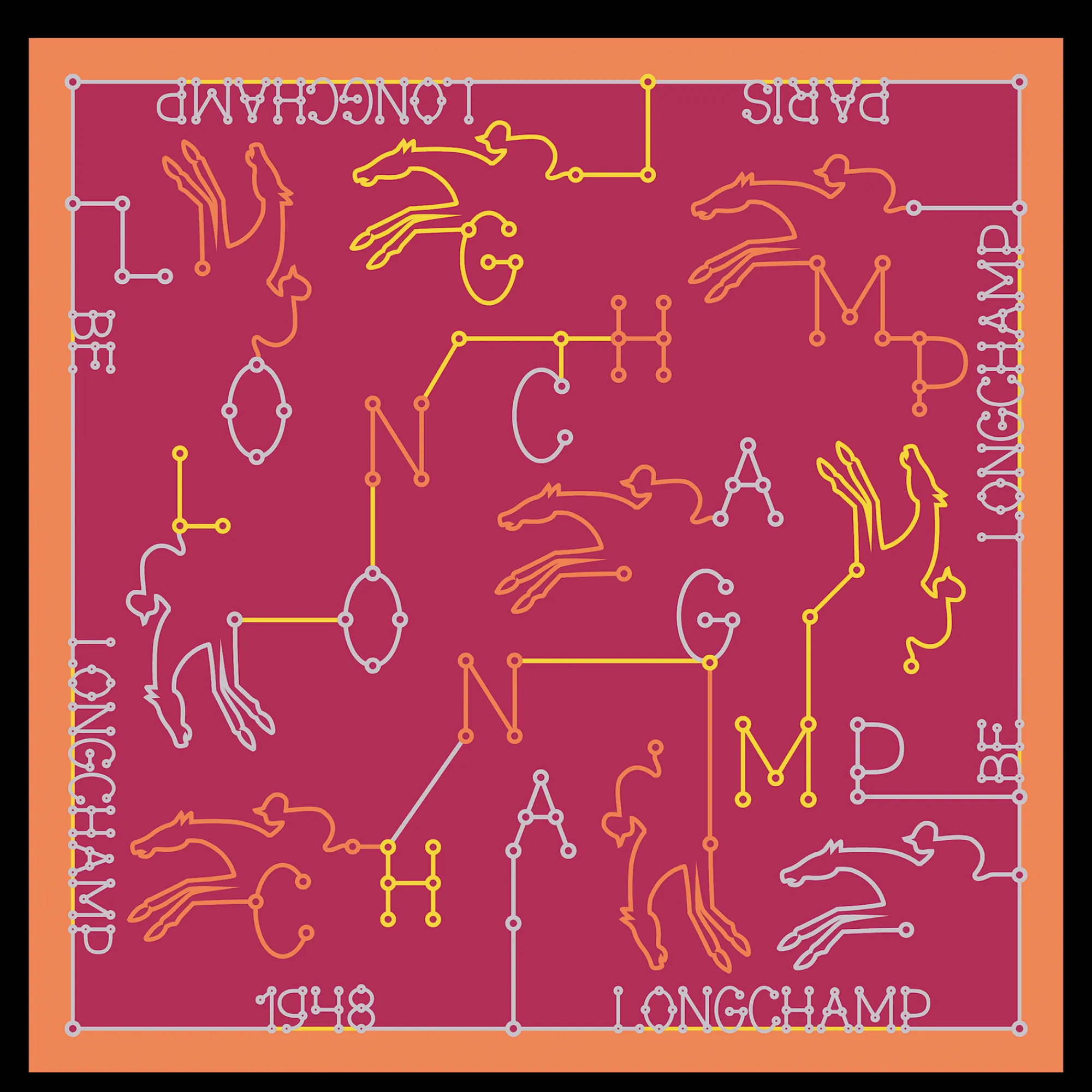 Best Longchamp Carré De Soie 50 Parcours Magenta