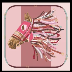Online Longchamp Carré De Soie 90 Tête De Cheval Rose