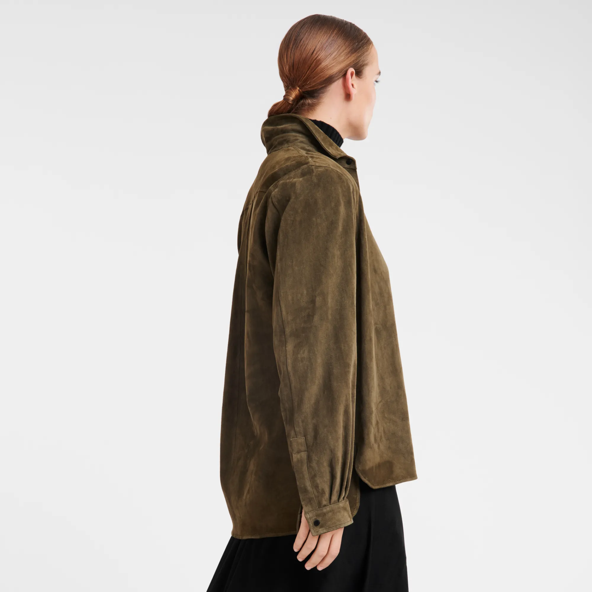 Clearance Longchamp Chemise En Cuir Kaki
