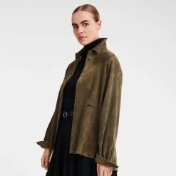 Clearance Longchamp Chemise En Cuir Kaki