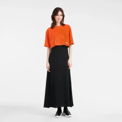 Hot Longchamp Crop Top En Cuir Orange
