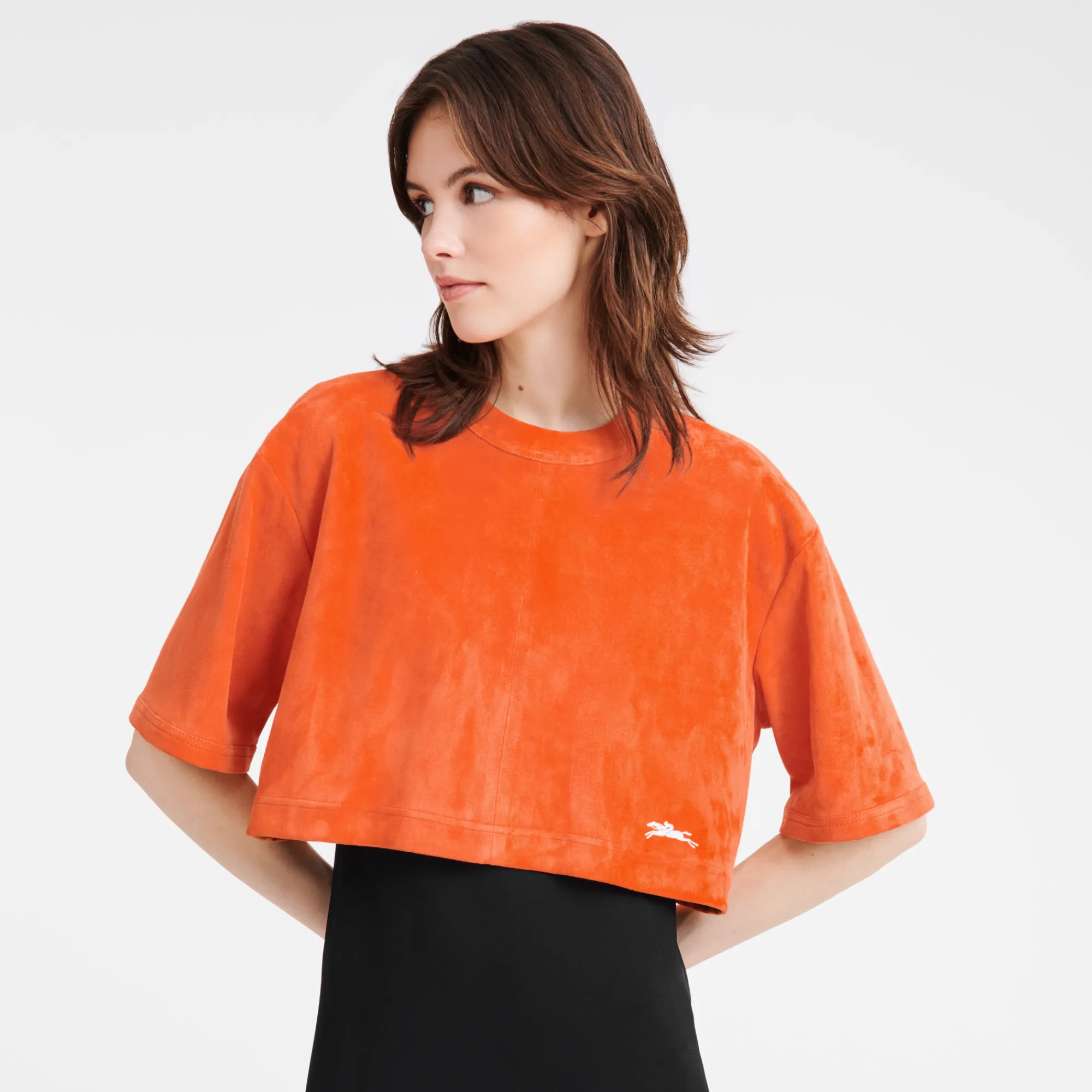 Hot Longchamp Crop Top En Cuir Orange