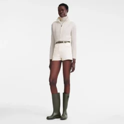 Longchamp Gilet Court Col Zippé Ecru
