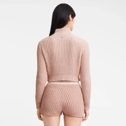 Outlet Longchamp Gilet Court Col Zippé Nude