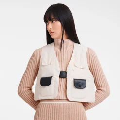 Online Longchamp Gilet Sans Manche Ecru