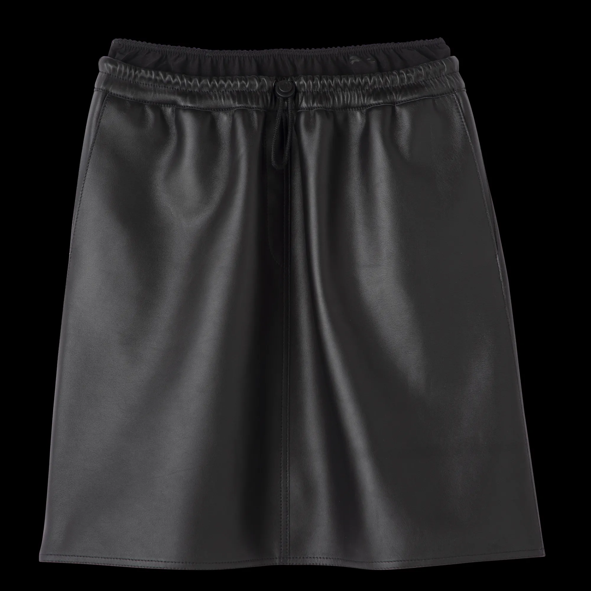 Sale Longchamp Jupe En Cuir Avec Empiècement à La Ceinture Noir