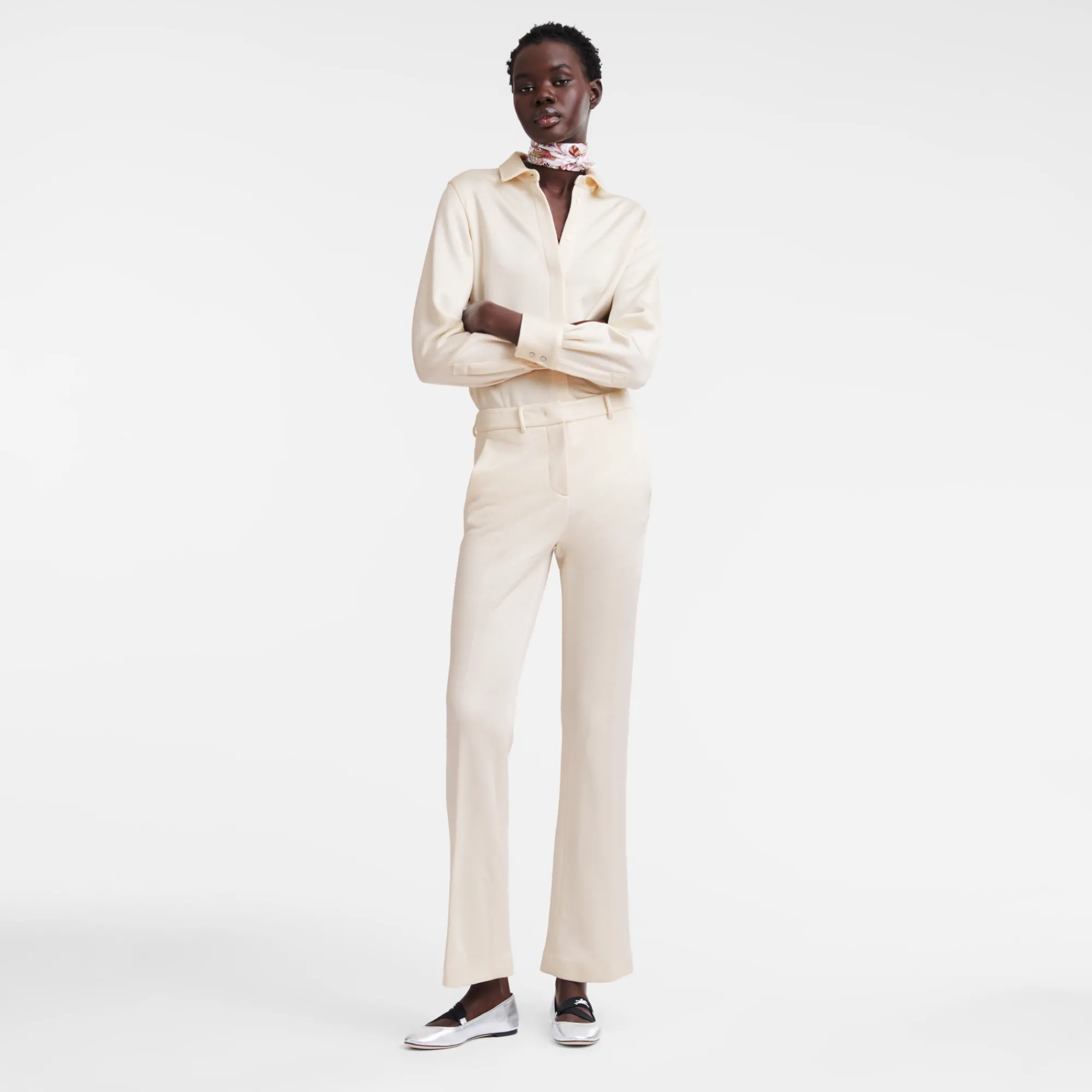 Outlet Longchamp Pantalon De Costume Ecru