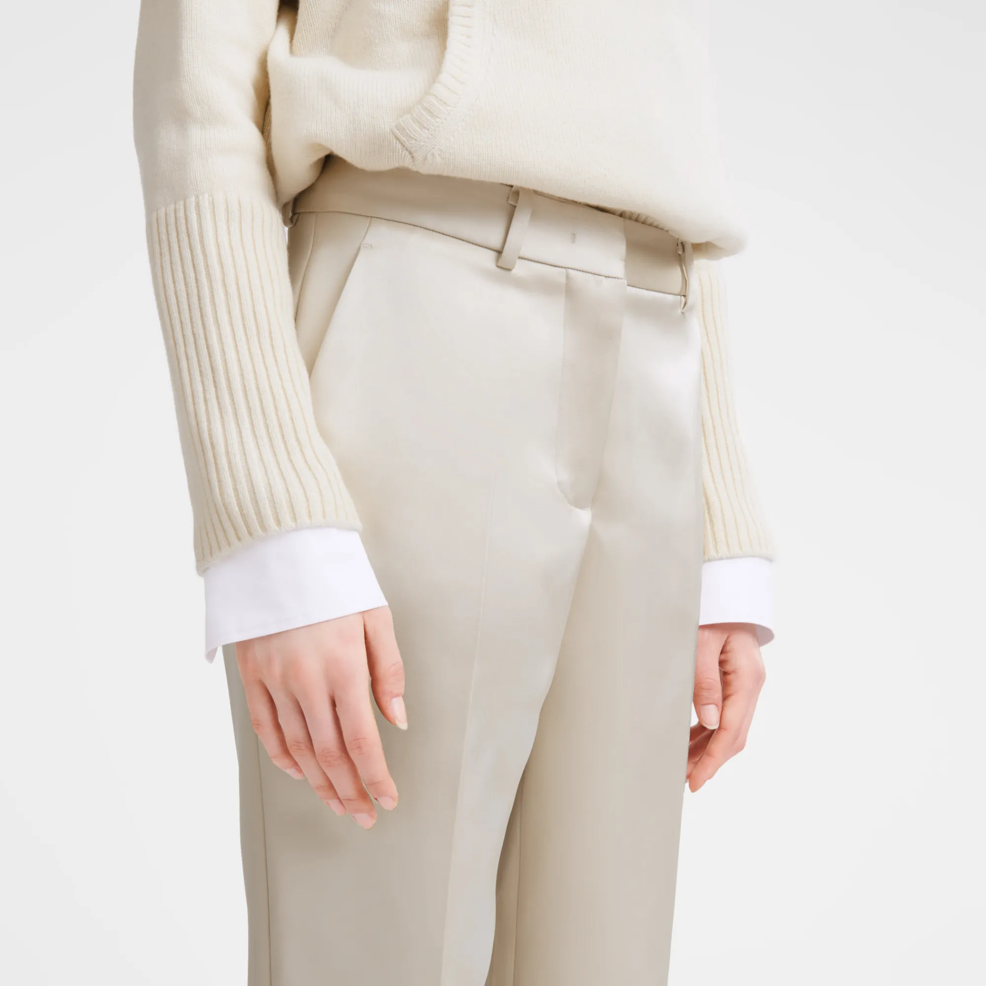 New Longchamp Pantalon Droit Ecru