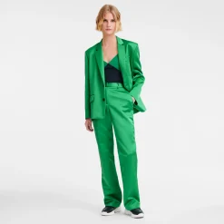Clearance Longchamp Pantalon Droit Vert