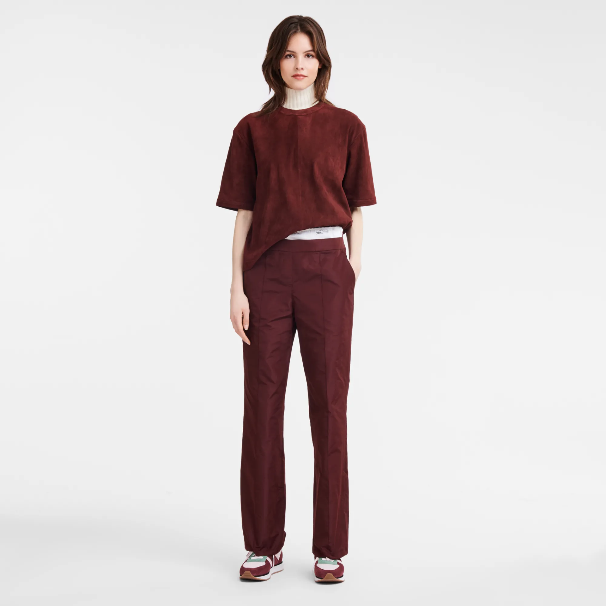 Online Longchamp Pantalon Droit Avec Empiècement Bordeaux