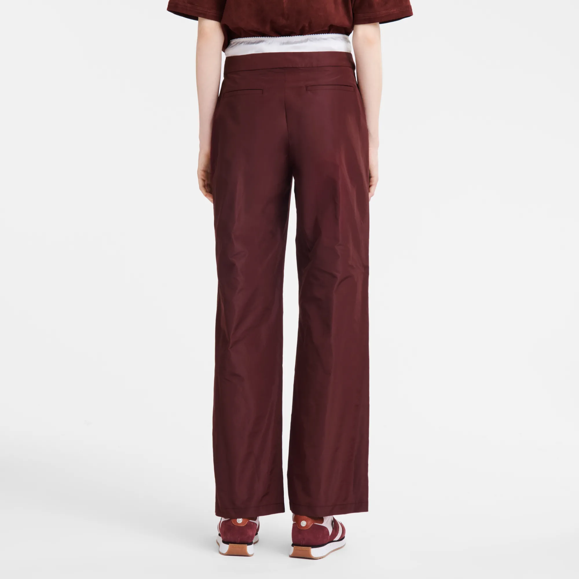 Online Longchamp Pantalon Droit Avec Empiècement Bordeaux