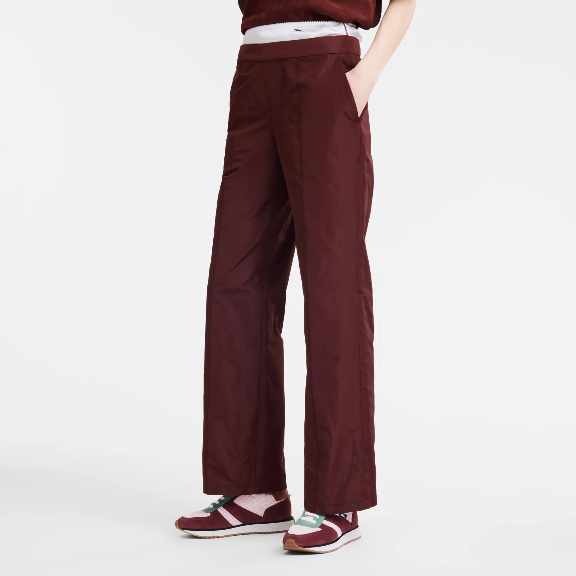 Online Longchamp Pantalon Droit Avec Empiècement Bordeaux