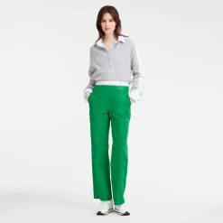 Clearance Longchamp Pantalon Droit Avec Empiècement Vert