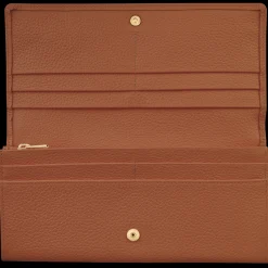 New Longchamp Portefeuille à Rabat Le Foulonné Caramel