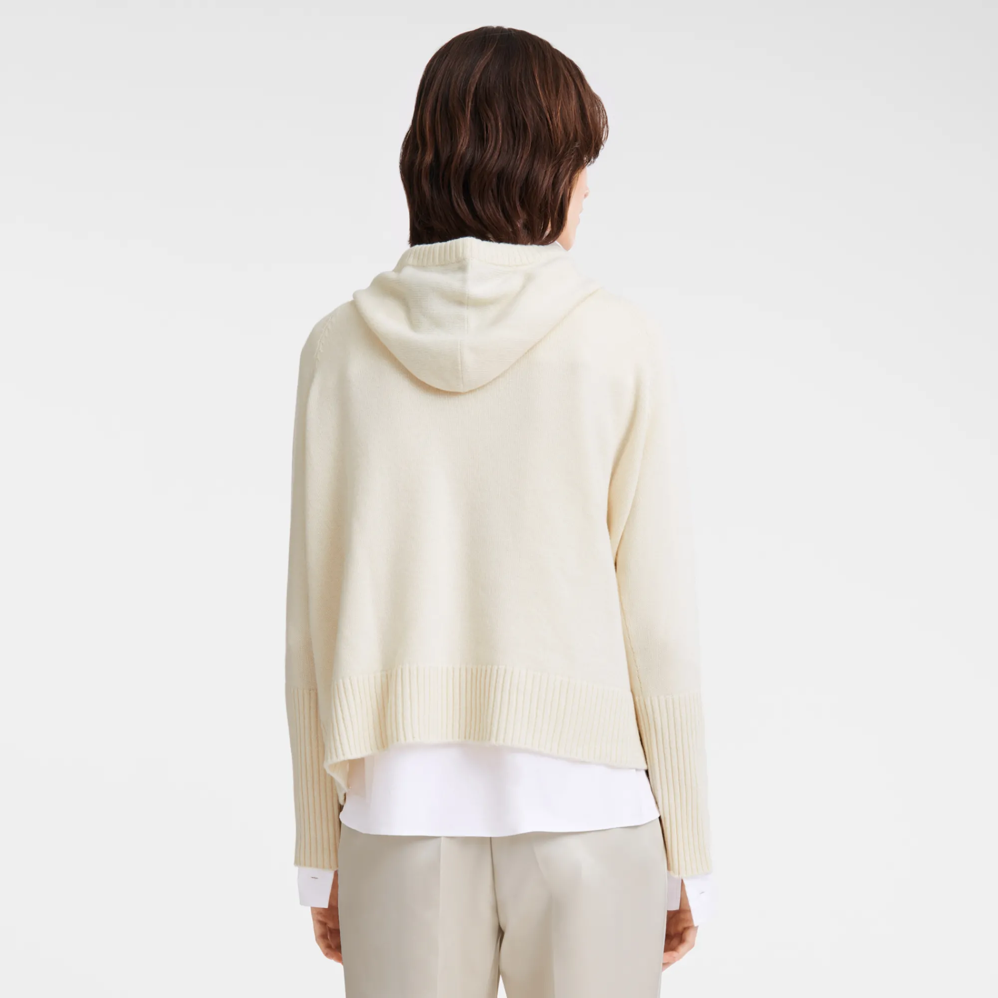 Discount Longchamp Pull à Capuche Ecru