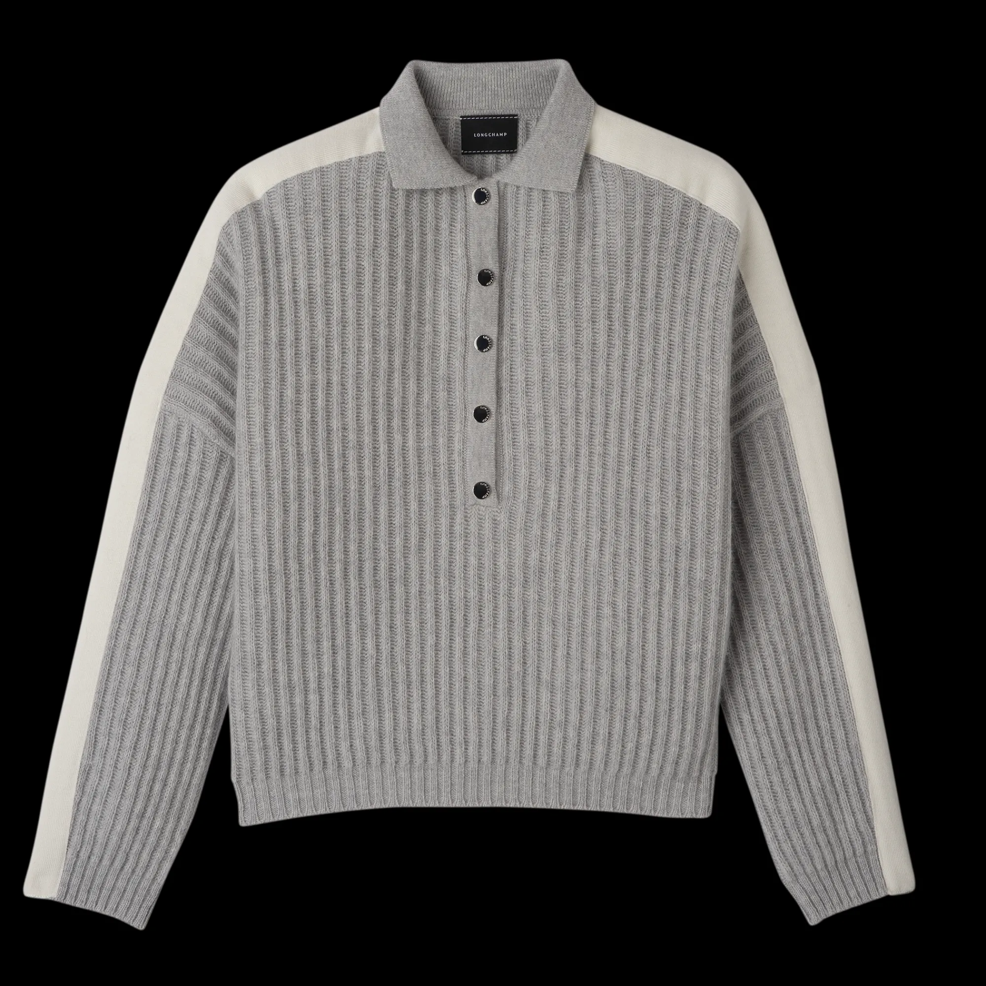 Discount Longchamp Pull Col Polo Gris