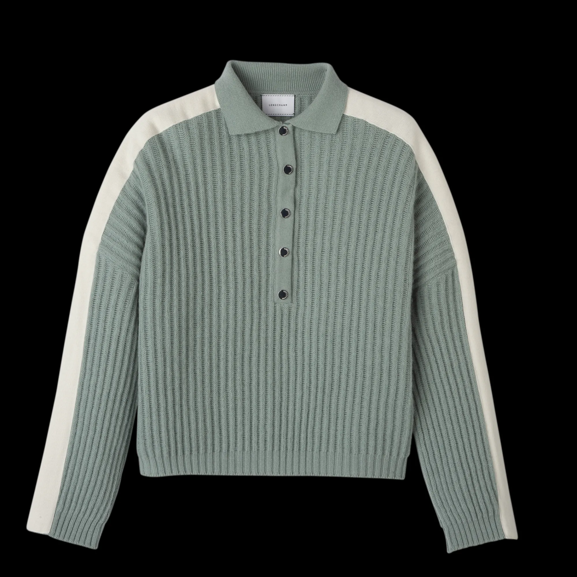 Discount Longchamp Pull Col Polo Céladon