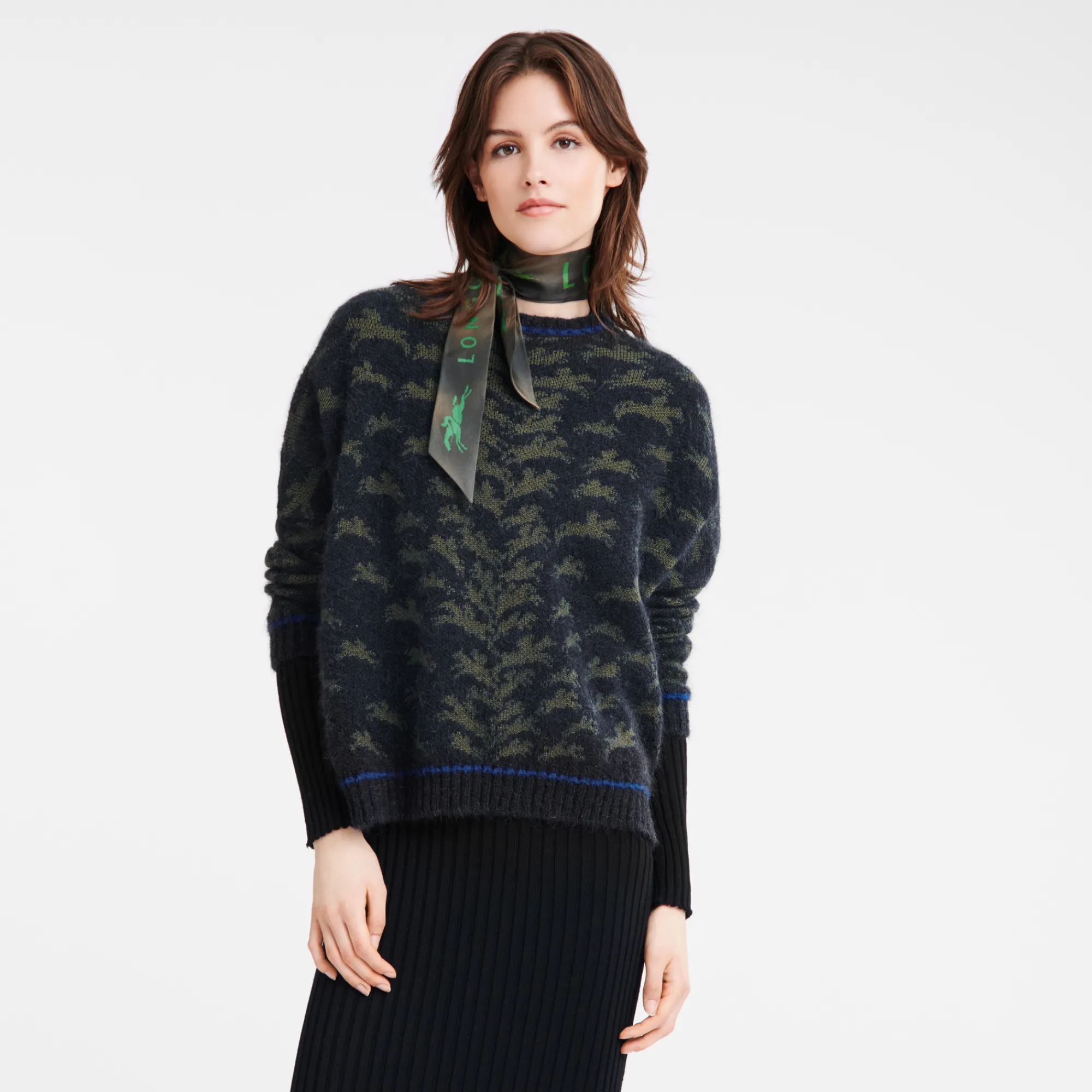 Discount Longchamp Pull Col Rond Marine