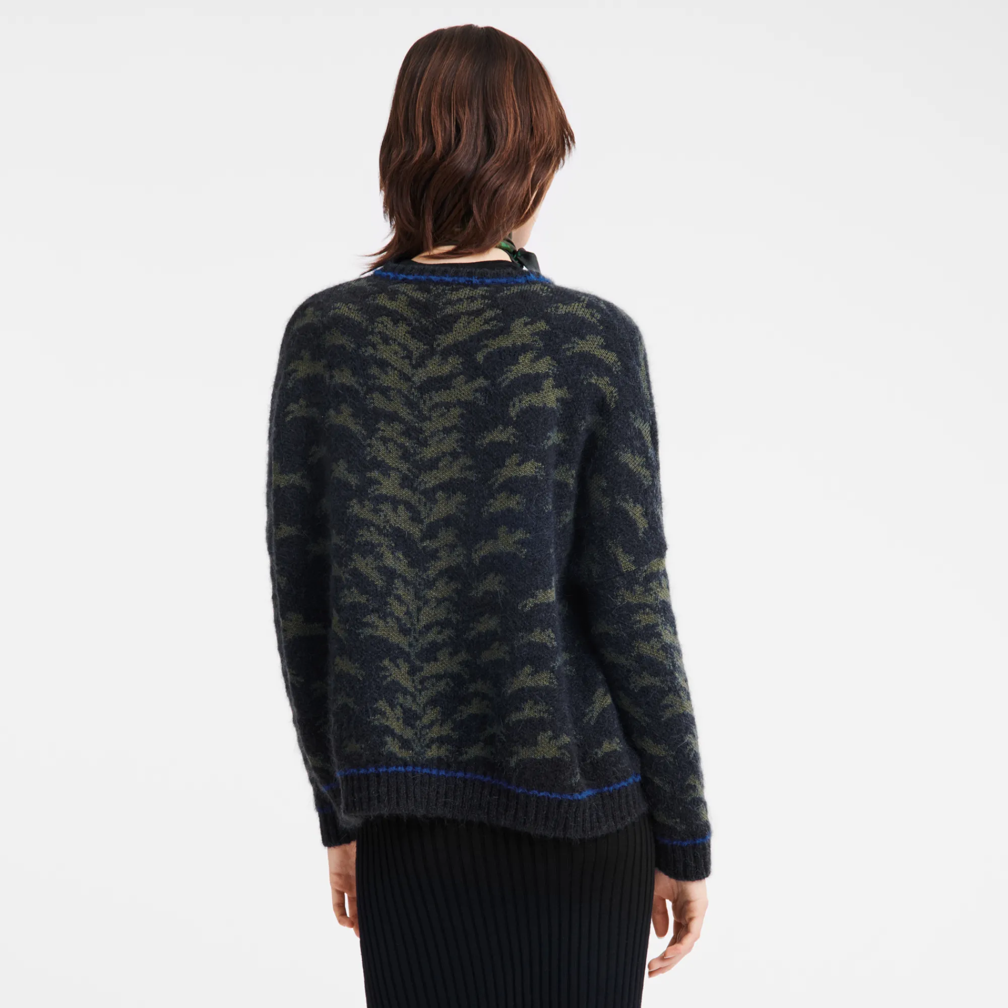 Discount Longchamp Pull Col Rond Marine