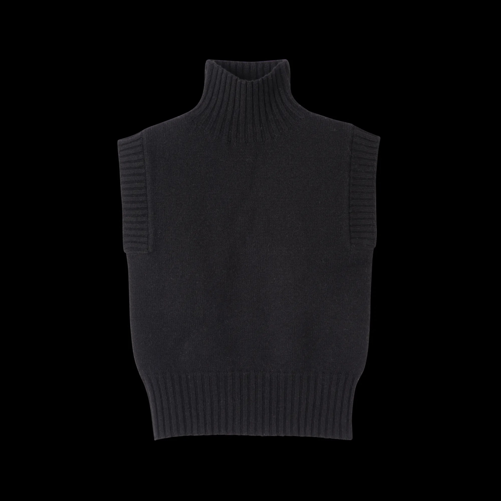 Outlet Longchamp Pull Sans Manche Col Cheminée Noir