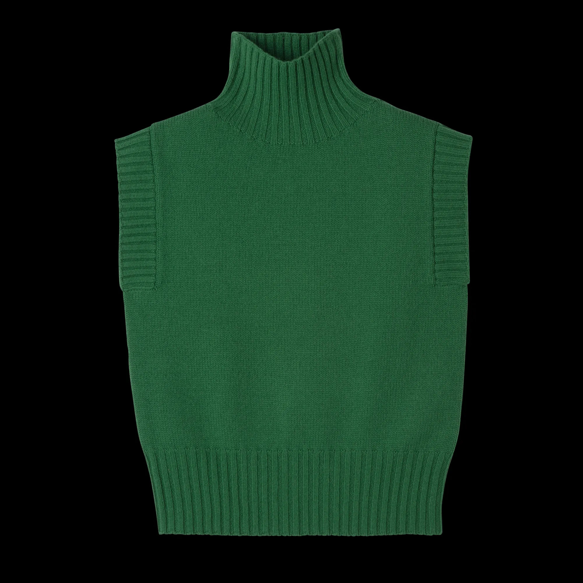 Sale Longchamp Pull Sans Manche Col Cheminée Vert