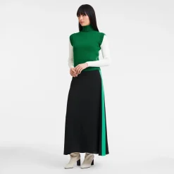Sale Longchamp Pull Sans Manche Col Cheminée Vert