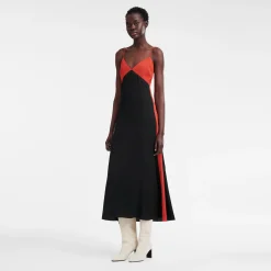 Outlet Longchamp Robe Longue Paprika/Noir