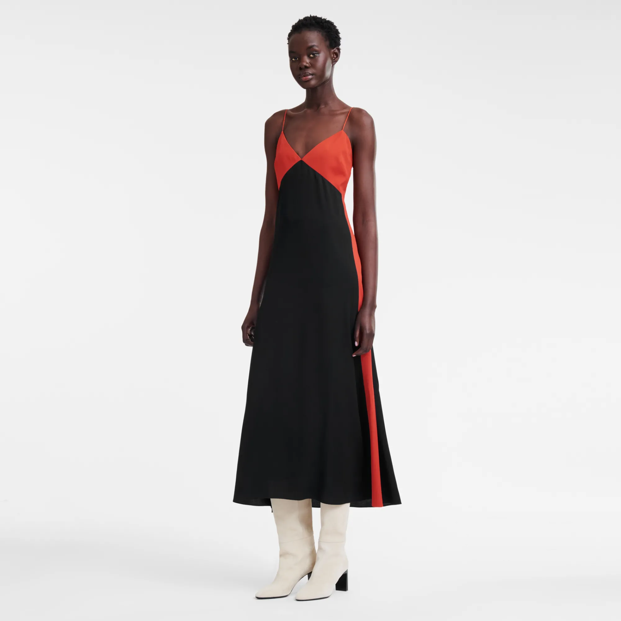 Outlet Longchamp Robe Longue Paprika/Noir