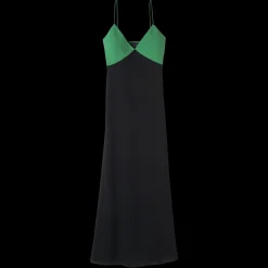 Outlet Longchamp Robe Longue Vert/Noir