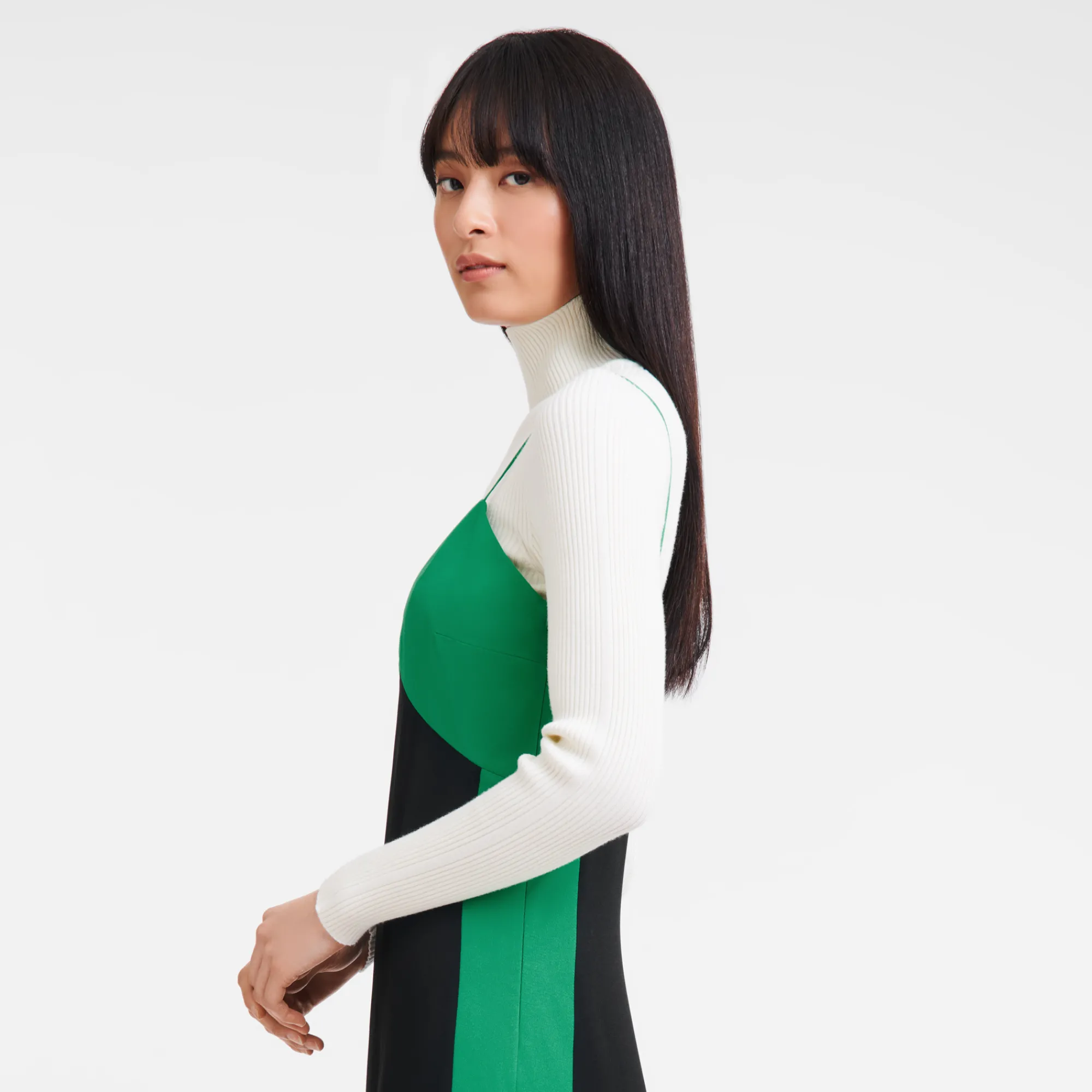Outlet Longchamp Robe Longue Vert/Noir
