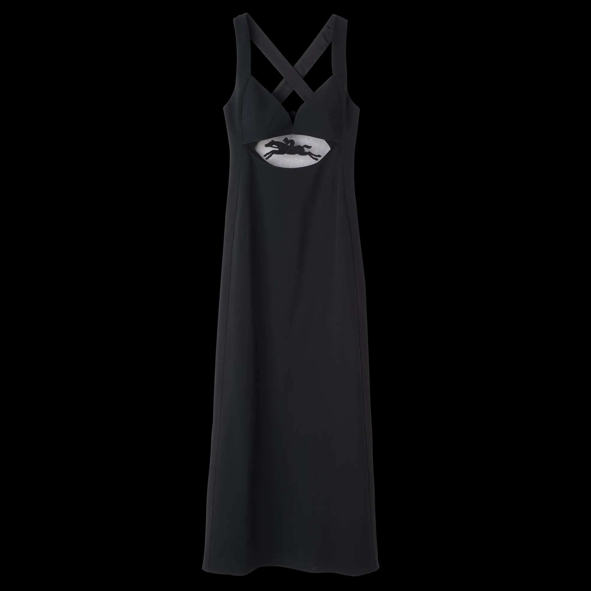 New Longchamp Robe Longue Avec Empiècement Signature Noir