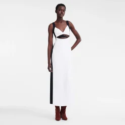 Online Longchamp Robe Longue Avec Empiècement Signature Blanc/Noir