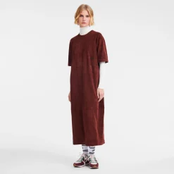 New Longchamp Robe Longue En Cuir Bordeaux