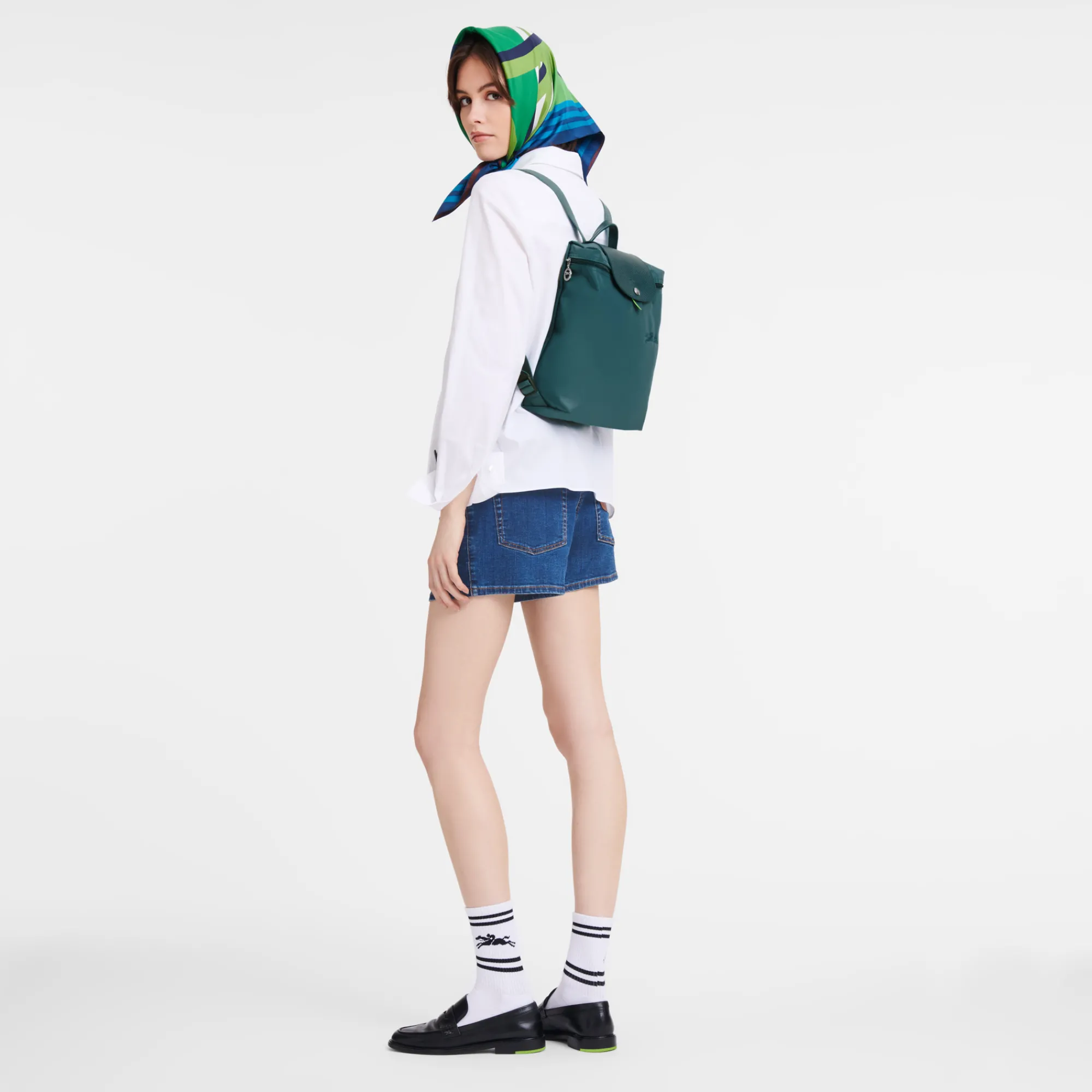Clearance Longchamp Sac à Dos M Le Pliage Green Paon