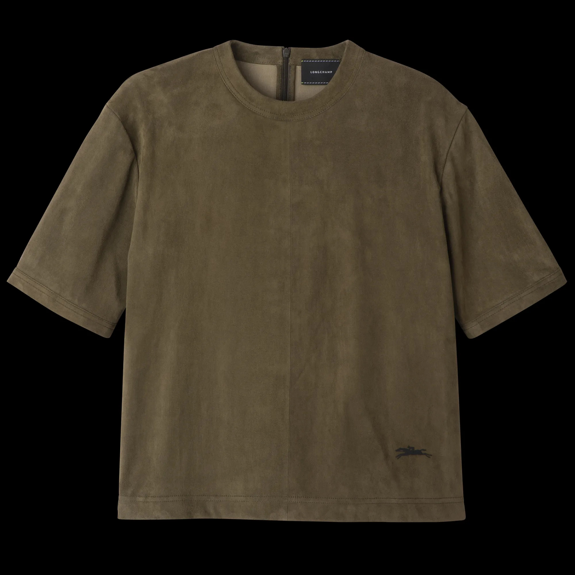 Hot Longchamp Tee-shirt En Cuir Kaki