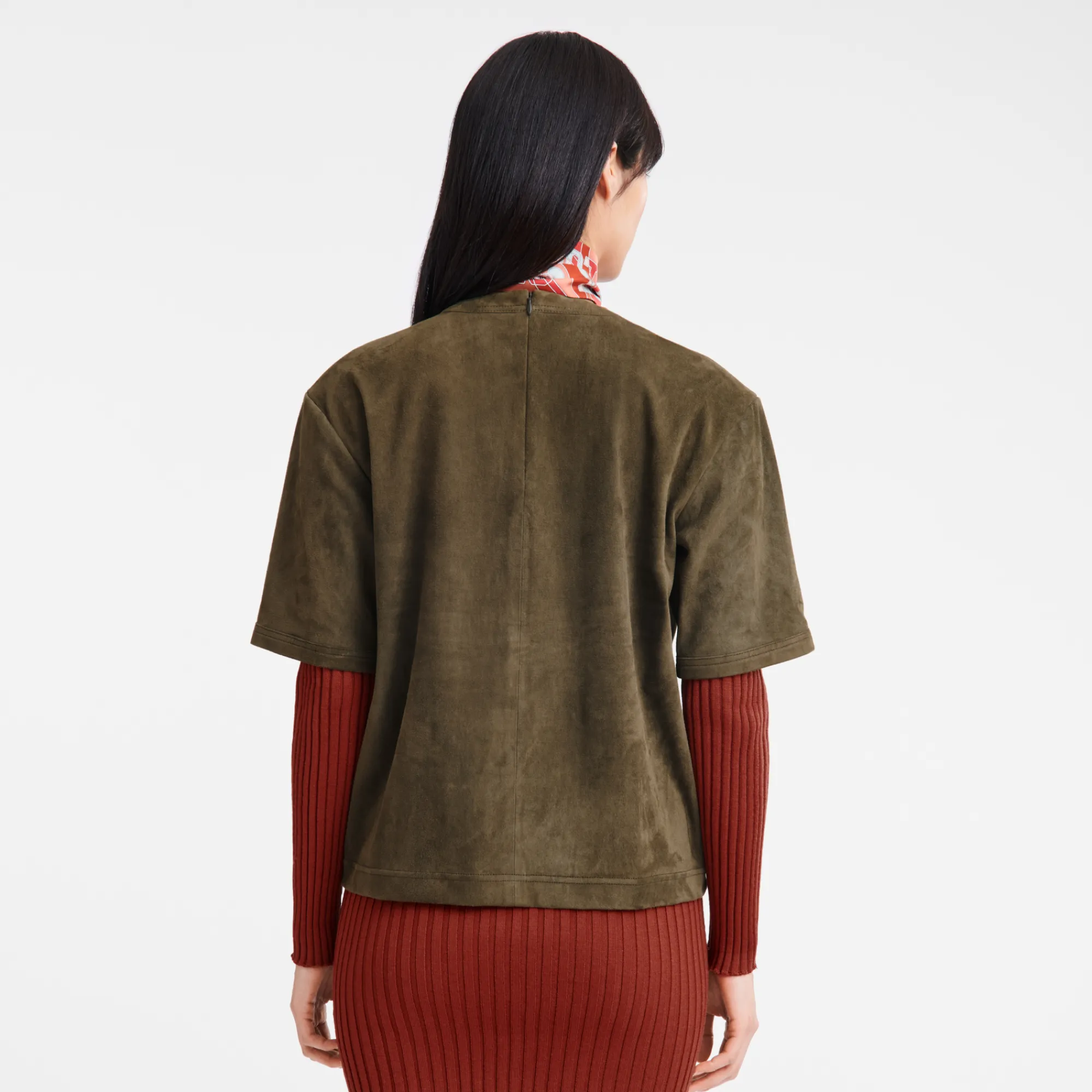 Hot Longchamp Tee-shirt En Cuir Kaki