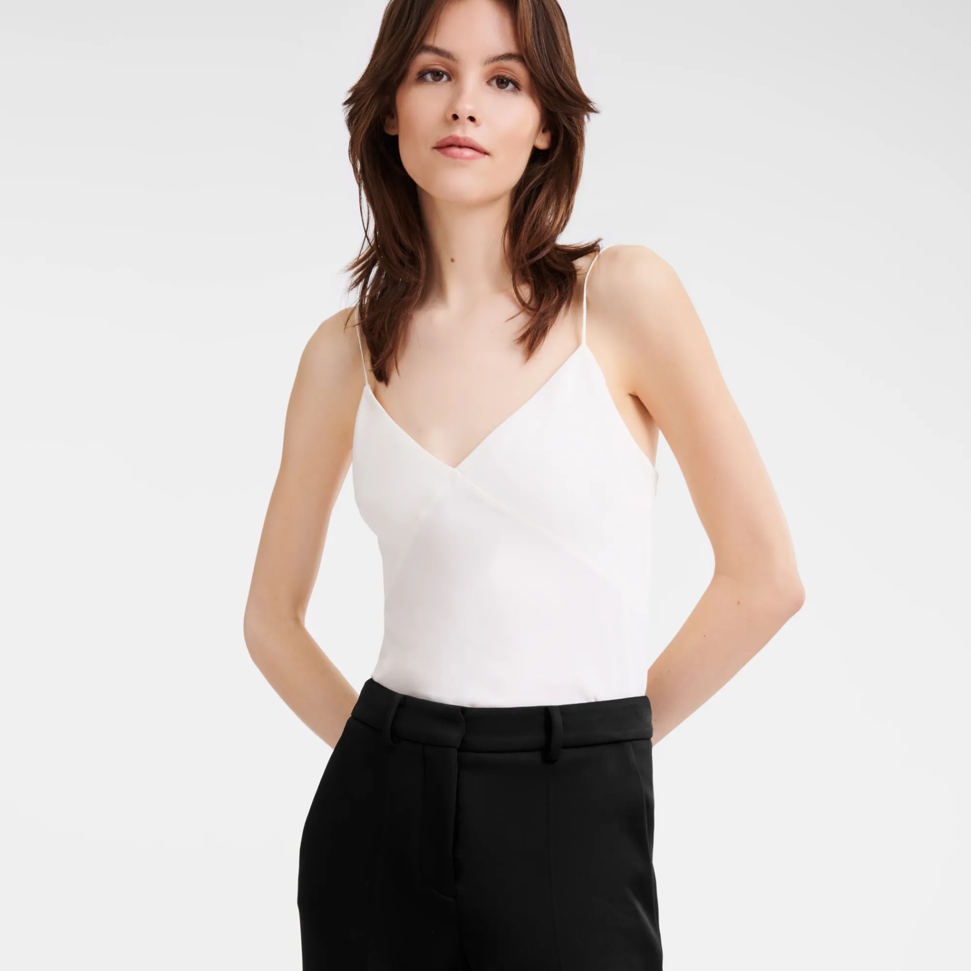 Longchamp Top à Bretelles Ecru