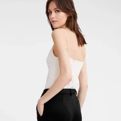 Longchamp Top à Bretelles Ecru