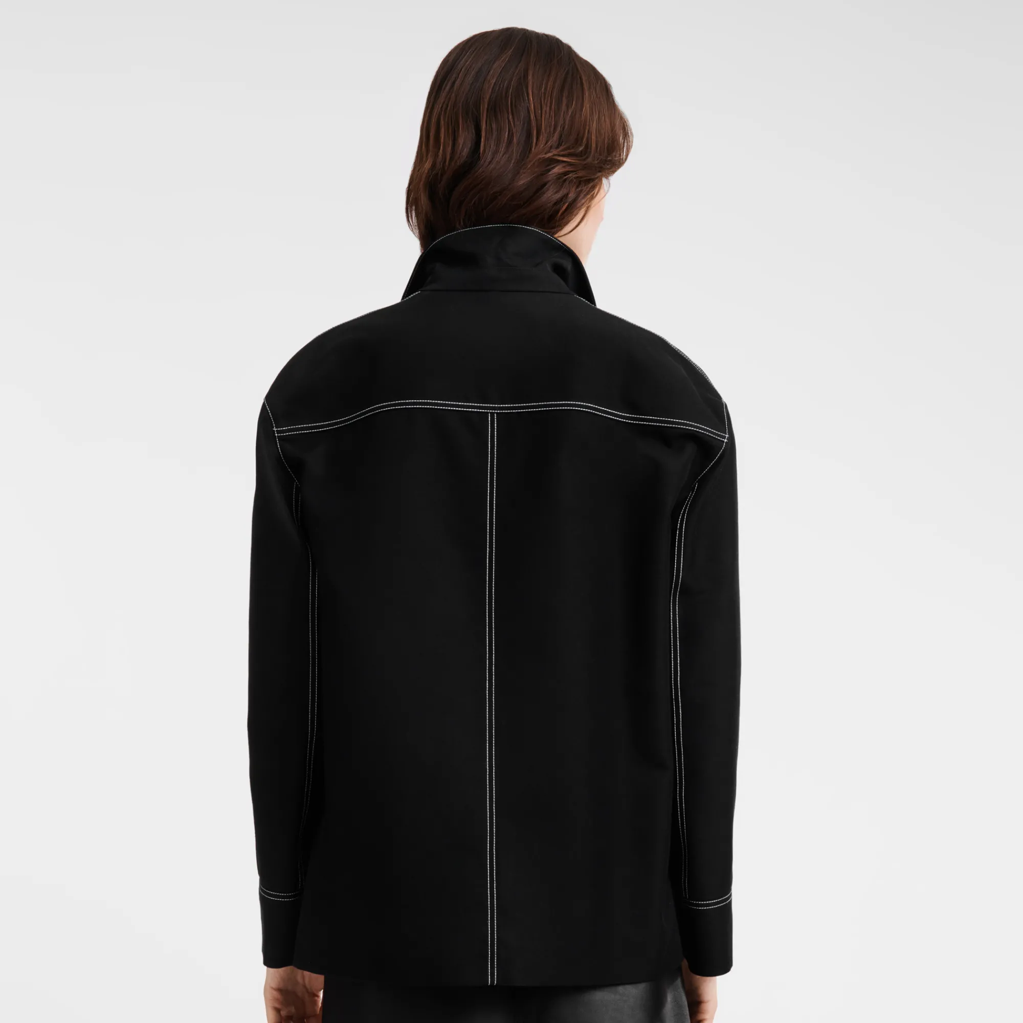 Online Longchamp Veste Oversize à Surpiqures Noir
